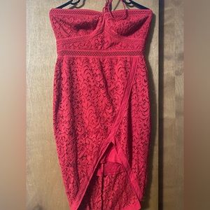 Red halter dress